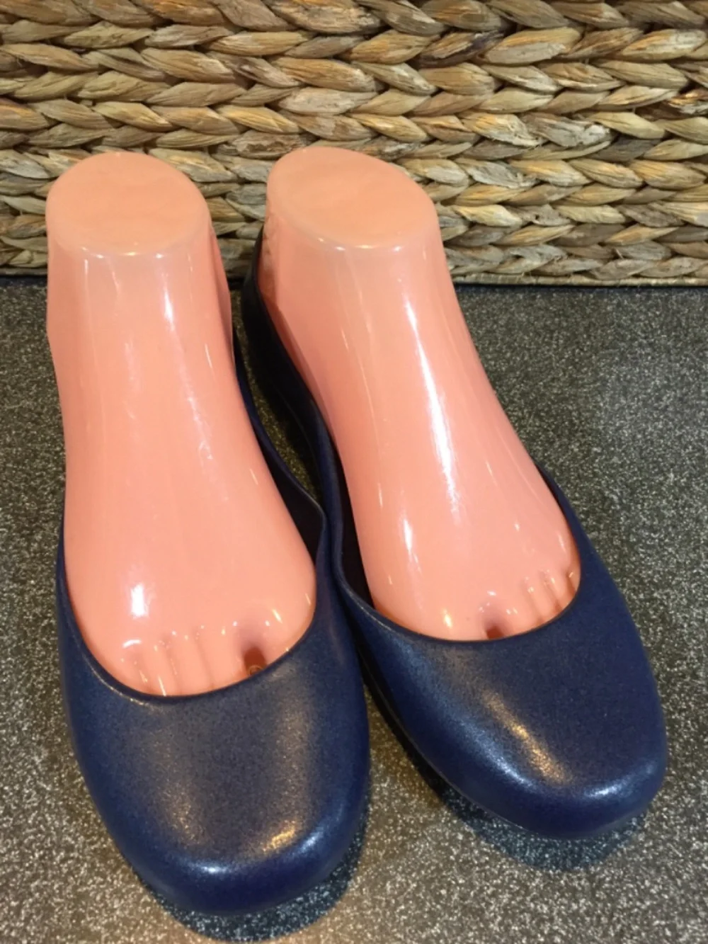 OKA b. Navy Blue Ballet Flats with Teal Insole